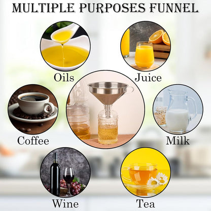 WMKGG 304 Stainless Steel Funnel,Funnels for Kitchen Use Filling Bottles