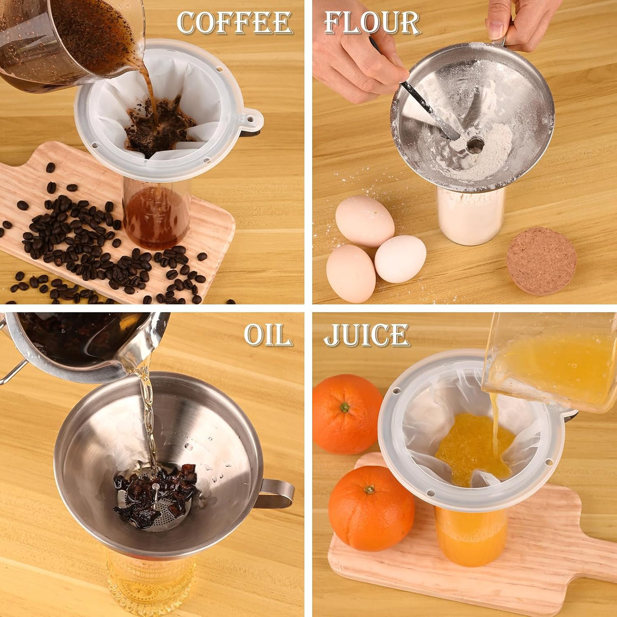 WMKGG 304 Stainless Steel Funnel,Funnels for Kitchen Use Filling Bottles