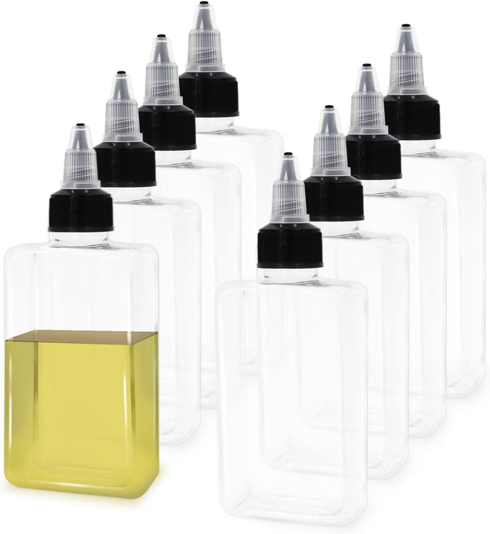 4Pcs Small Oil Dispenser Bottle for Camping, 3.4oz Leak-Proof Squeeze Condiment Bottle with Twist Top Cap, Liquid Condiment Container Dispensing Bottles for Oil Soy Sauce Vinegar