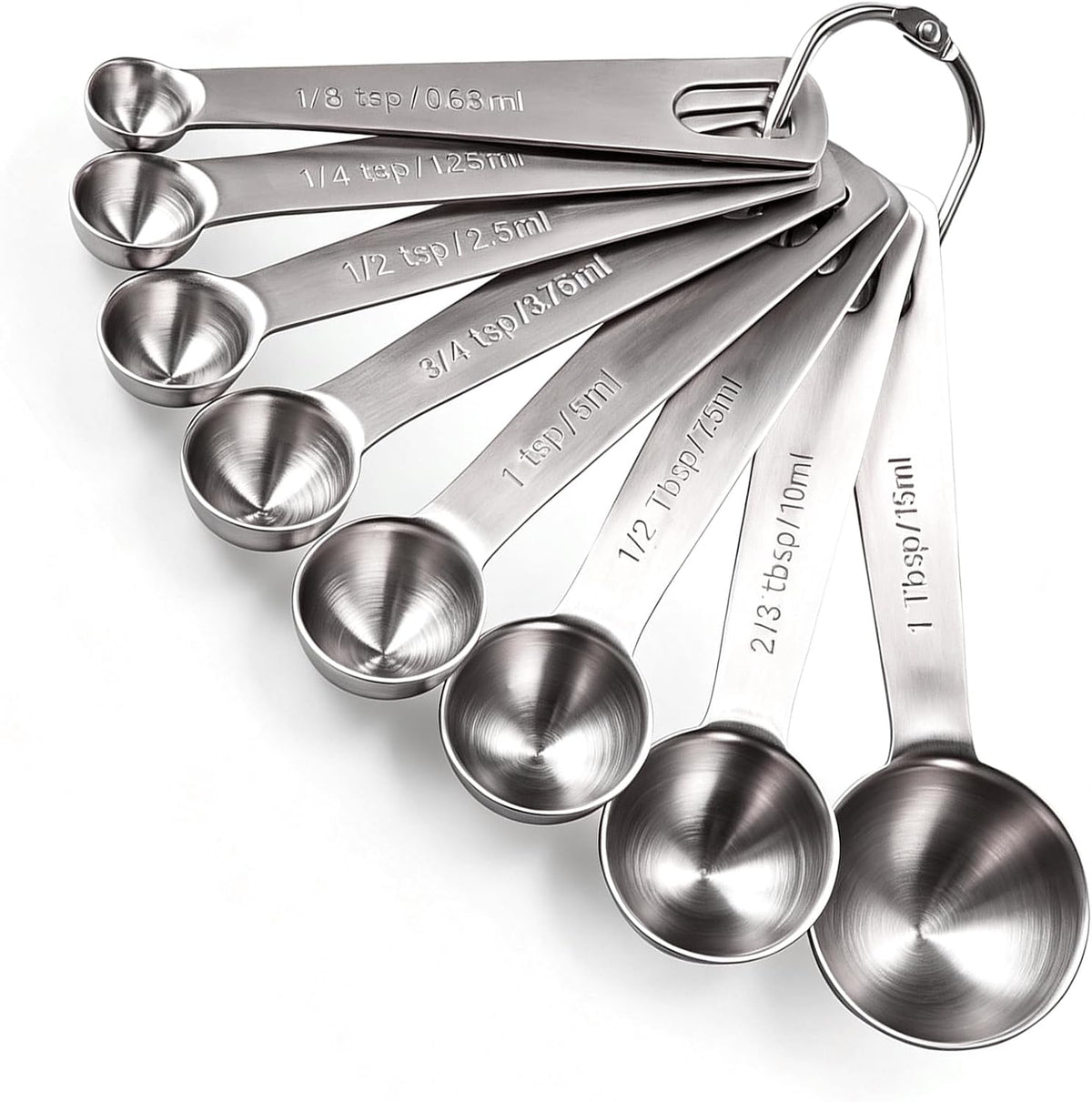 13 Pcs Measuring Spoons Tablespoon Teaspoon, Heavy Duty Metal 430 | 1/8 tsp, 1/4 tsp, 1/2 tsp, 3/4 tsp, 1 tsp, 1/2 tbsp, 2/3 tbsp & 1 tbsp Dry and Liquid Ingredients