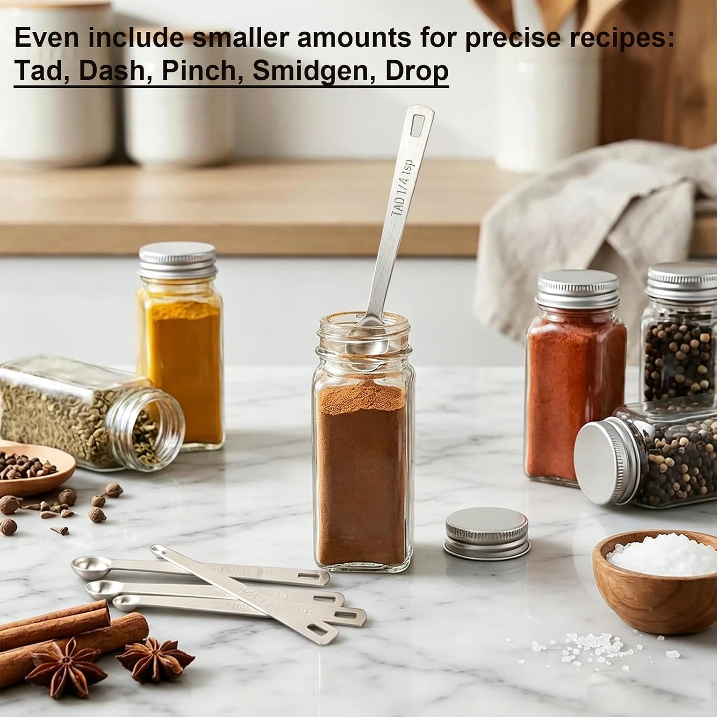 13 Pcs Measuring Spoons Tablespoon Teaspoon, Heavy Duty Metal 430 | 1/8 tsp, 1/4 tsp, 1/2 tsp, 3/4 tsp, 1 tsp, 1/2 tbsp, 2/3 tbsp & 1 tbsp Dry and Liquid Ingredients