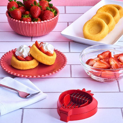 Strawberry Slicer, 2-in-1 Kitchen Tool with Stainless Steel Blades, Dishwasher Safe