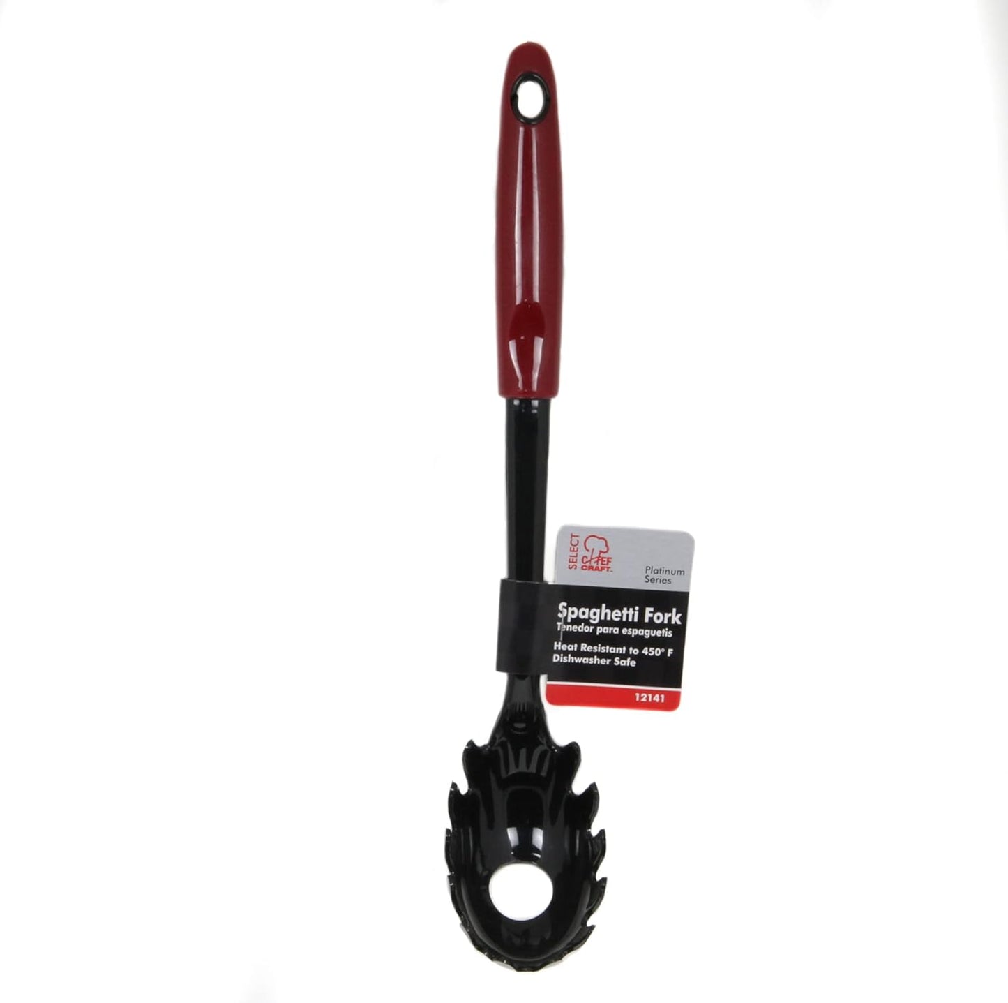 Select Nylon Cooking and Serving Spaghetti or Pasta Fork, 12.5 Inch, Red
