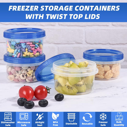 Salad Dressing Containers, [8 Pack*2 oz] Reusable Easy to Open Dressing, Condiment, Sauce, Dip Containers to Go With Leak-Proof Twist Top Lids, Bpa Free, Safe For Microwave, Freezer, Dishwasher