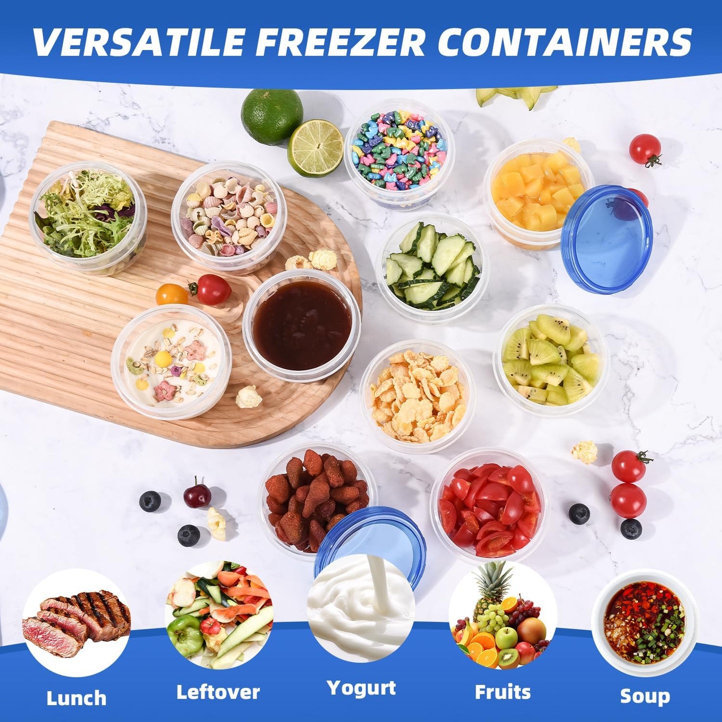 Salad Dressing Containers, [8 Pack*2 oz] Reusable Easy to Open Dressing, Condiment, Sauce, Dip Containers to Go With Leak-Proof Twist Top Lids, Bpa Free, Safe For Microwave, Freezer, Dishwasher