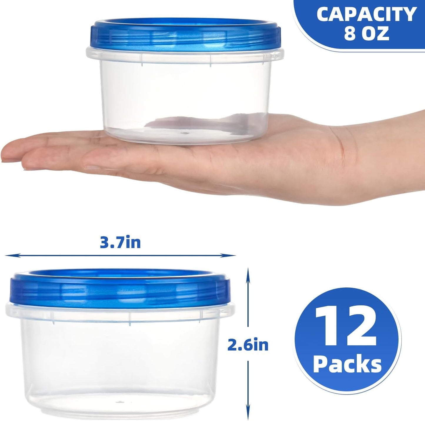 Salad Dressing Containers, [8 Pack*2 oz] Reusable Easy to Open Dressing, Condiment, Sauce, Dip Containers to Go With Leak-Proof Twist Top Lids, Bpa Free, Safe For Microwave, Freezer, Dishwasher