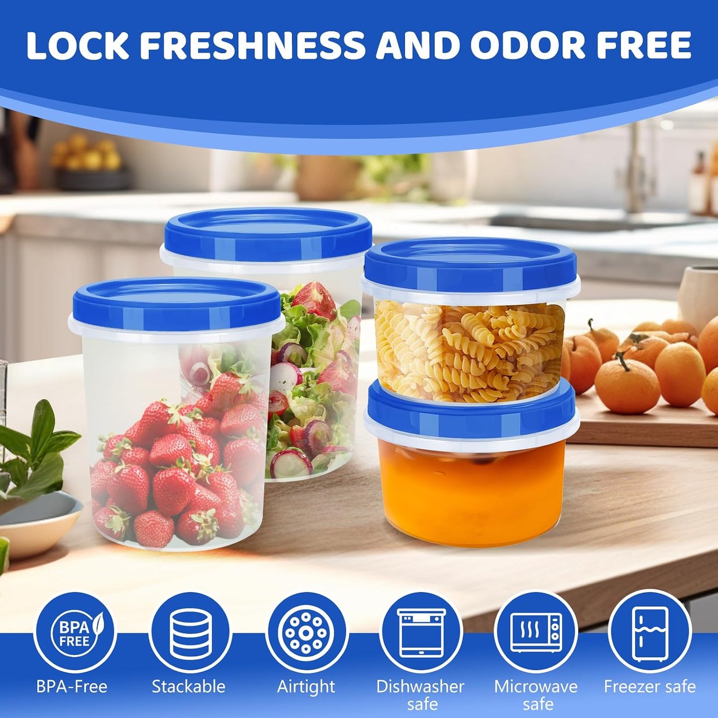 Salad Dressing Containers, [8 Pack*2 oz] Reusable Easy to Open Dressing, Condiment, Sauce, Dip Containers to Go With Leak-Proof Twist Top Lids, Bpa Free, Safe For Microwave, Freezer, Dishwasher