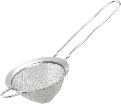 Small Fine Mesh Strainer Set, Stainless Steel Mini Sieve, Bar Strainer for Cocktail, Juice, Coffee, Tea Strainer for Loose Leaf Tea, Mini Sifter for Matcha, Flour, 2 PCS | 3.15 In Mini Strainer, for Cocktails, Loose Tea, Juice, Fits Most Cups and Mugs