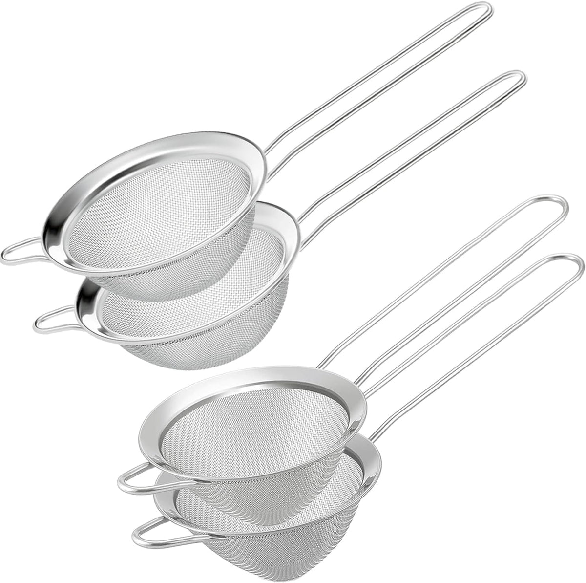 Small Fine Mesh Strainer Set, Stainless Steel Mini Sieve, Bar Strainer for Cocktail, Juice, Coffee, Tea Strainer for Loose Leaf Tea, Mini Sifter for Matcha, Flour, 2 PCS | 3.15 In Mini Strainer, for Cocktails, Loose Tea, Juice, Fits Most Cups and Mugs