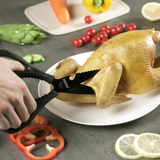Come Apart Kitchen Shears, All Purpose Scissors for Food – Green | Bonus Sharpener+ Sheath, Premium Japanese 420J2 Steel, Ultra-sharp Serrated Blade, Anti-rust Titanium-plated, Dishwasher Safe