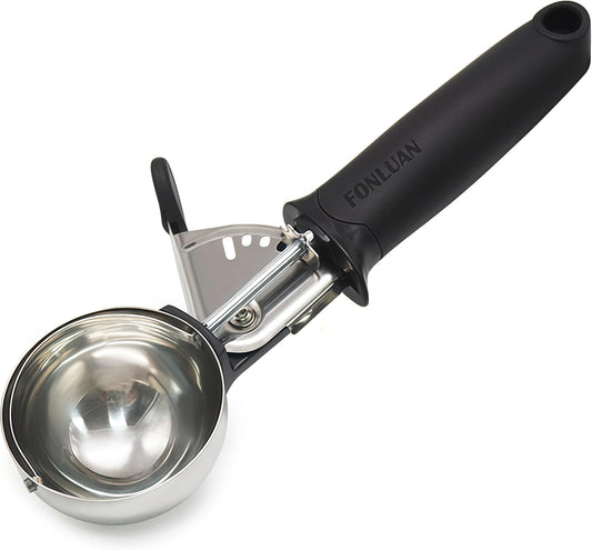 Heavy Duty Ice Cream Scoop, 18/8 Stainless Steel Cookie Scoop for Baking, Kitchen Scooper for Food - Dishwasher Safe, Black