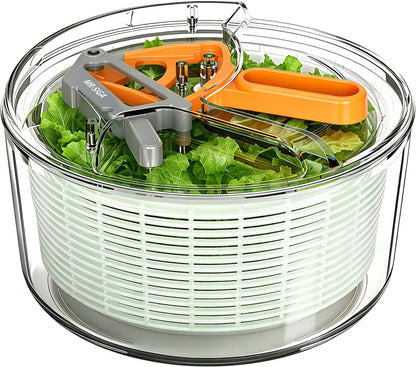 Large Salad Spinner Dryer, Vegetable Lettuce Spinner | Large 6.87 quart capacity, salad spinner and dryer for washing and spinning, ideal for draining greens, fruits, veggies