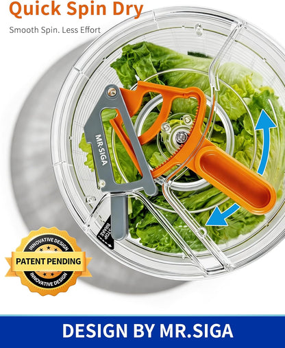 Large Salad Spinner Dryer, Vegetable Lettuce Spinner | Large 6.87 quart capacity, salad spinner and dryer for washing and spinning, ideal for draining greens, fruits, veggies