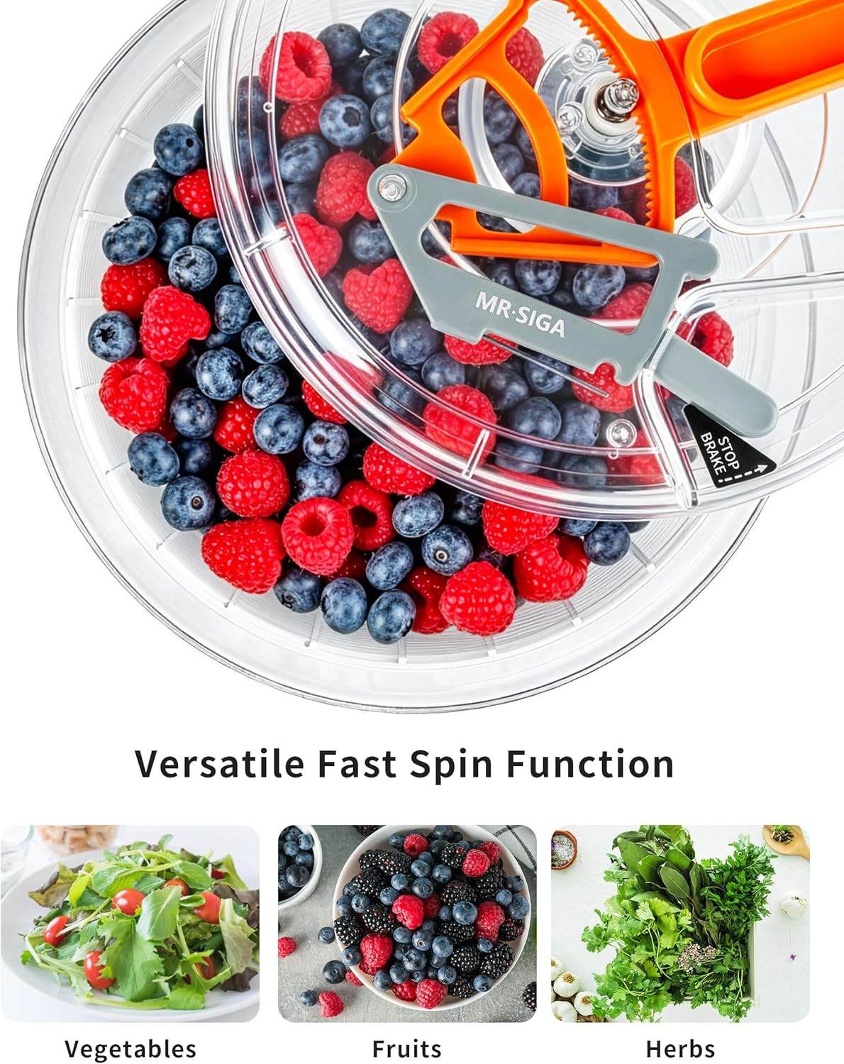 Large Salad Spinner Dryer, Vegetable Lettuce Spinner | Large 6.87 quart capacity, salad spinner and dryer for washing and spinning, ideal for draining greens, fruits, veggies