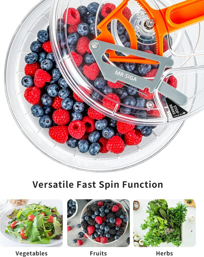 Large Salad Spinner Dryer, Vegetable Lettuce Spinner | Large 6.87 quart capacity, salad spinner and dryer for washing and spinning, ideal for draining greens, fruits, veggies