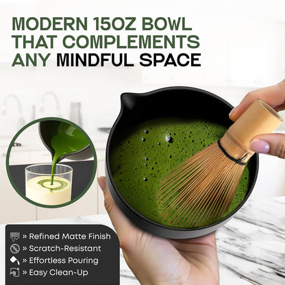 Matcha Whisk Set, 5 Pcs Matcha Set Kit Includes 15 OZ Ceramic Matcha Bowl, Bamboo Whisk, Holder, Sifter & Scoop, Tea Gift for Women Men Girl Friend, Christmas, Birthday, Halloween, Matcha Tea Ceremony