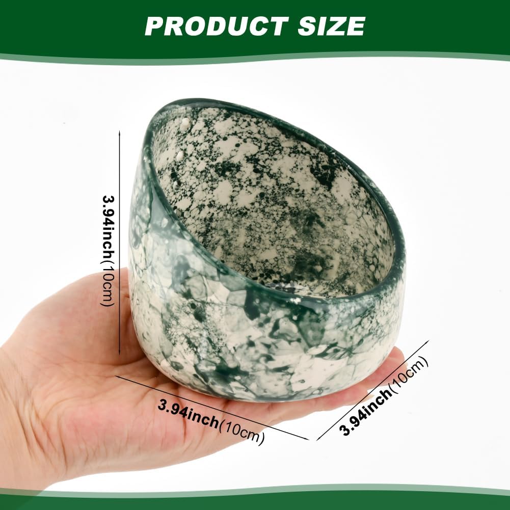 Upgrade Pottery Herb Stripper Bowl - Handmade Ceramic Peeling Cup with Round Holes, Efficient Leaf Removal Tool for Kale, Cilantro, Thyme, Parsley, Kitchen Gadget(Green)