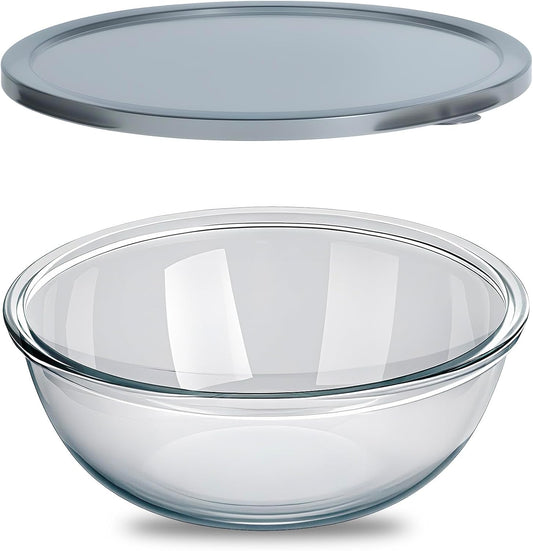 6.3 Quart Large Glass Mixing Bowl with Lid,Large Glass Bowl for Sourdough Bread Making,Kitchen Salad Bread Storage