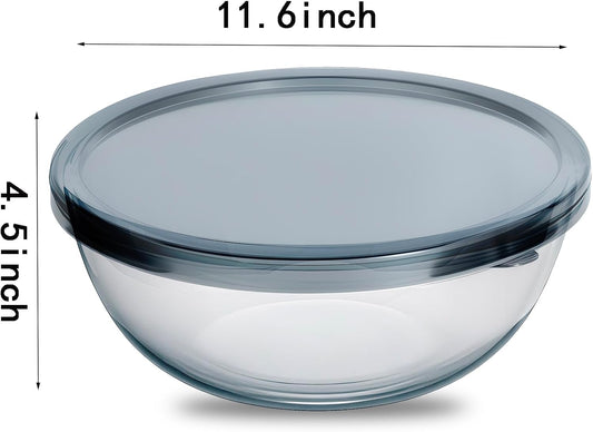 6.3 Quart Large Glass Mixing Bowl with Lid,Large Glass Bowl for Sourdough Bread Making,Kitchen Salad Bread Storage