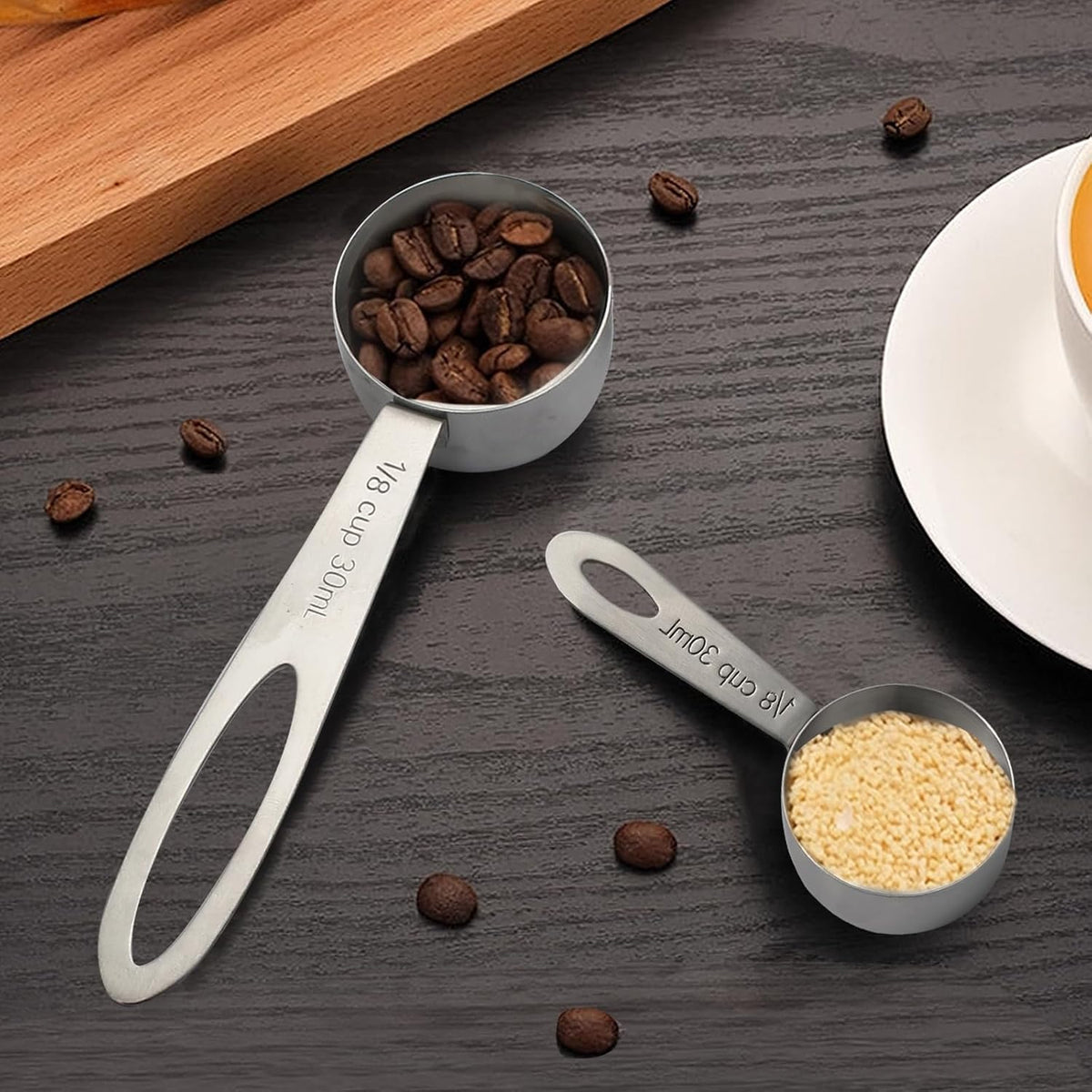 Stainless Steel Measuring Scoops, 1/8 Cup (30ml), 4 Pcs