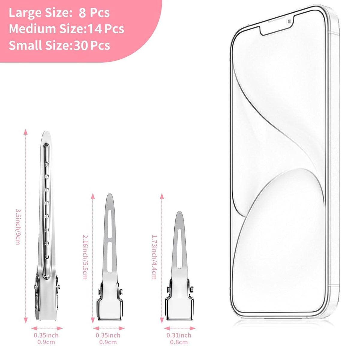 Metal Alligator Hair Clips for Women，Duck Billed Hair Pins 52pcs, Silver Professional Styling Hair Clips for Long Hair Cutting & Needle Rolling& Give Gift