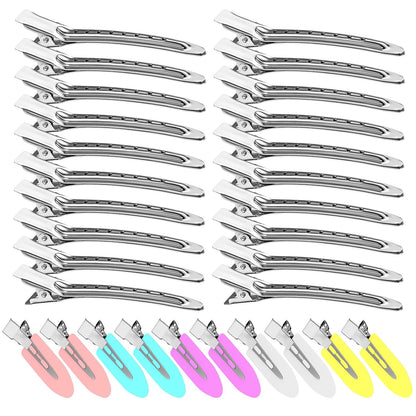 Metal Alligator Hair Clips for Women，Duck Billed Hair Pins 52pcs, Silver Professional Styling Hair Clips for Long Hair Cutting & Needle Rolling& Give Gift