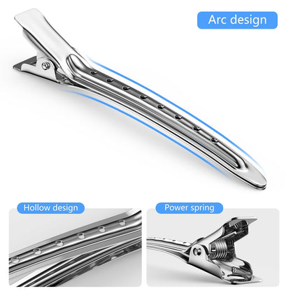 Metal Alligator Hair Clips for Women，Duck Billed Hair Pins 52pcs, Silver Professional Styling Hair Clips for Long Hair Cutting & Needle Rolling& Give Gift