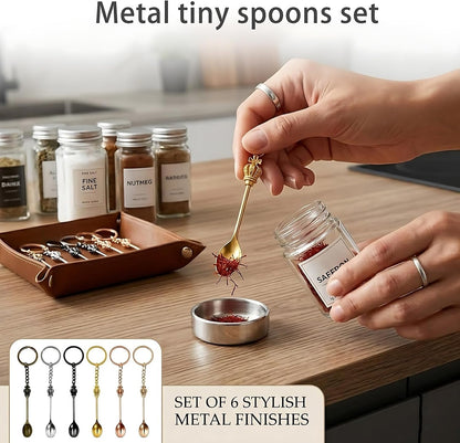 6 Pack Mini Spoons Set, Metal Tiny Spoons, Small Measuring Tools Spoon