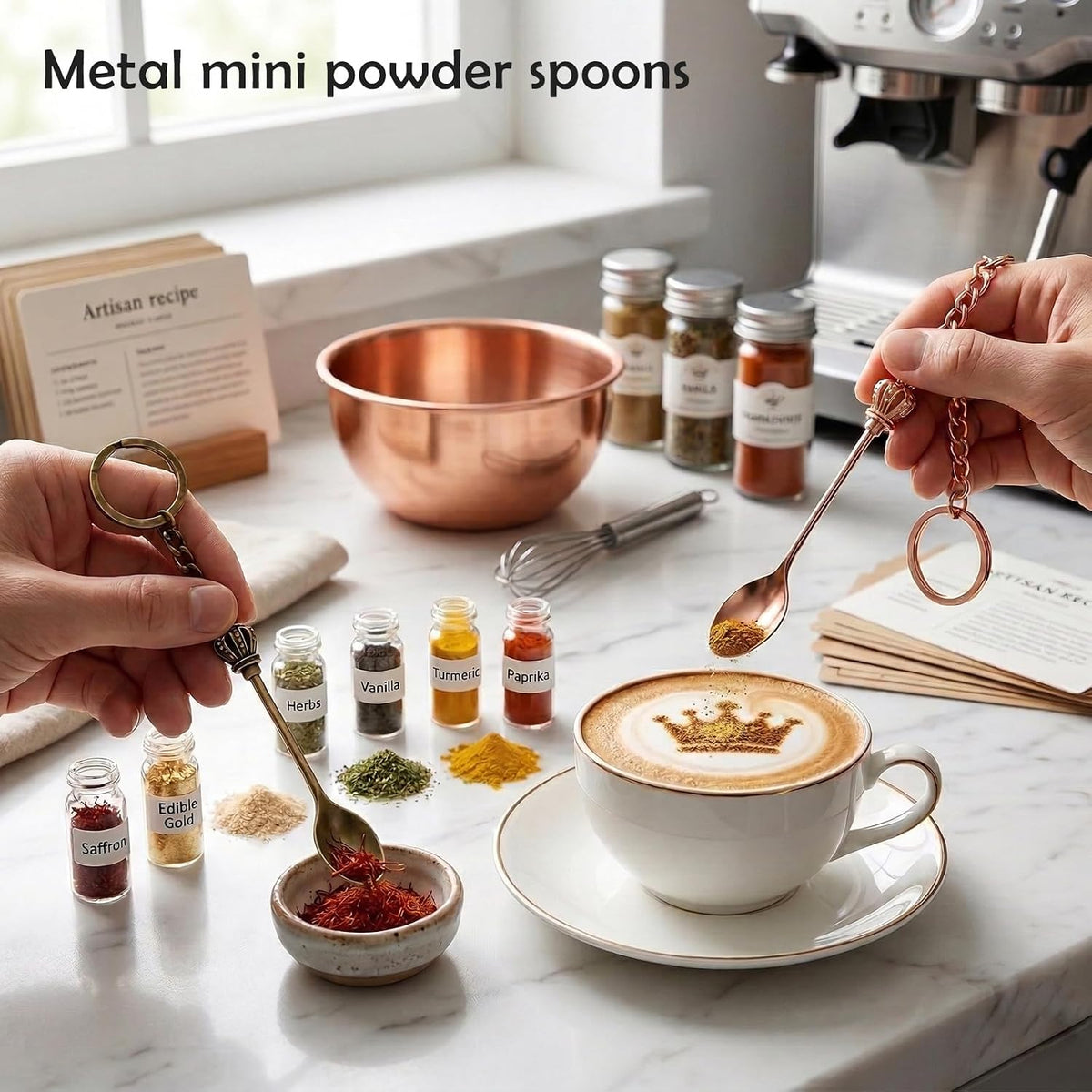 6 Pack Mini Spoons Set, Metal Tiny Spoons, Small Measuring Tools Spoon