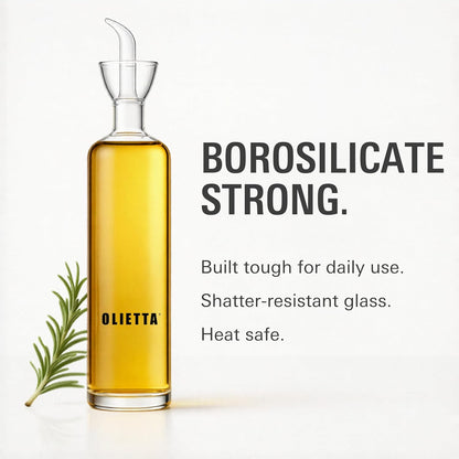 Olive Oil Dispenser Bottle 17 fl oz - Borosilicate Glass Non-Drip Pourer