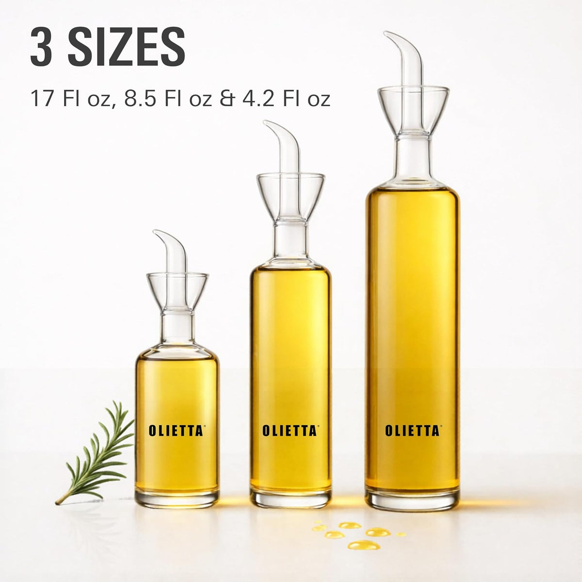 Olive Oil Dispenser Bottle 17 fl oz - Borosilicate Glass Non-Drip Pourer