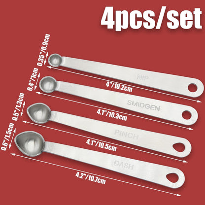 9 Pcs/Set Measuring Spoons Set, Stainless Steel Tablespoons | 1/16 tsp, 1/8 tsp, 1/4 tsp, 1/3 tsp, 1/2 tsp, 3/4 tsp, 1 tsp, 1/2 tbsp, 1 tbsp, For Measuring Ingredients