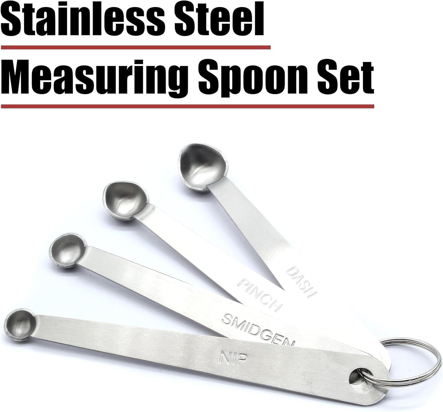 9 Pcs/Set Measuring Spoons Set, Stainless Steel Tablespoons | 1/16 tsp, 1/8 tsp, 1/4 tsp, 1/3 tsp, 1/2 tsp, 3/4 tsp, 1 tsp, 1/2 tbsp, 1 tbsp, For Measuring Ingredients