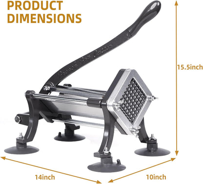 French Fry Cutter Commercial Potato Slicer with Suction Feet Complete Set, Includes 1/4", 3/8",1/2", Gray