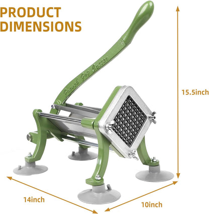 French Fry Cutter Commercial Potato Slicer with Suction Feet Complete Set, Includes 1/4", 3/8",1/2", Gray