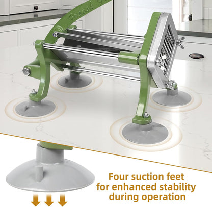 French Fry Cutter Commercial Potato Slicer with Suction Feet Complete Set, Includes 1/4", 3/8",1/2", Gray