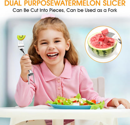 2-Pack Stainless Steel Watermelon Slicer & Fork – 2-in-1 | Stainless steel, rust-resistant, 2-in-1 slicer & serving fork, smooth edges, for watermelon/melon/fruit, picnics & parties