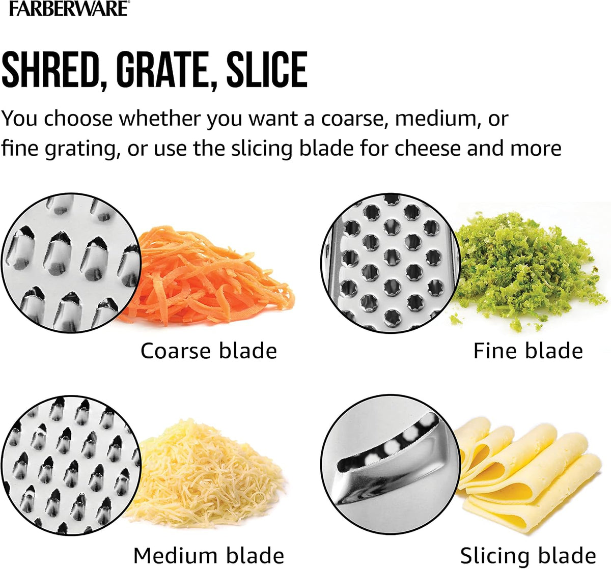 Slim Box Grater with Storage Container, Stainless Steel 4-Sided Cheese Grater with 1-Cup Catch Cup, Lid, and Non-Slip Base - Dishwasher Safe Kitchen Grater for Cheese, Vegetables, and More