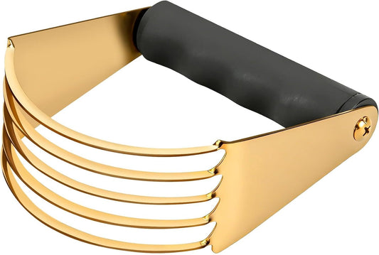 Stainless Steel Dough Blender, Dishwasher-Safe Pastry Cutter, Biscuit Cutter, Butter Cutter for Baking. Gold