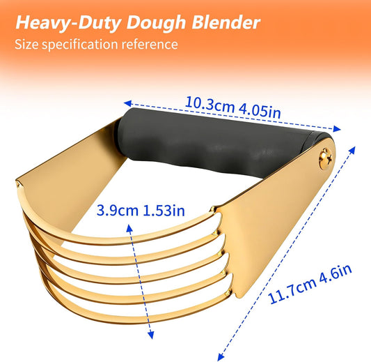 Stainless Steel Dough Blender, Dishwasher-Safe Pastry Cutter, Biscuit Cutter, Butter Cutter for Baking. Gold