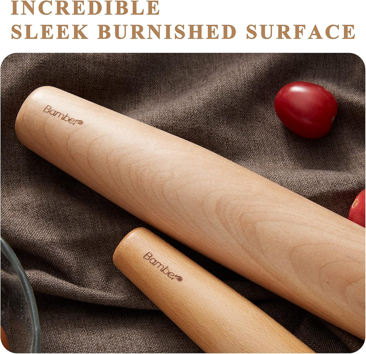 Mini Wood Rolling Pin for Baking Small Wooden Rolling Dowel Stick Dough Roller for Kids, 11'' by 1.2''
