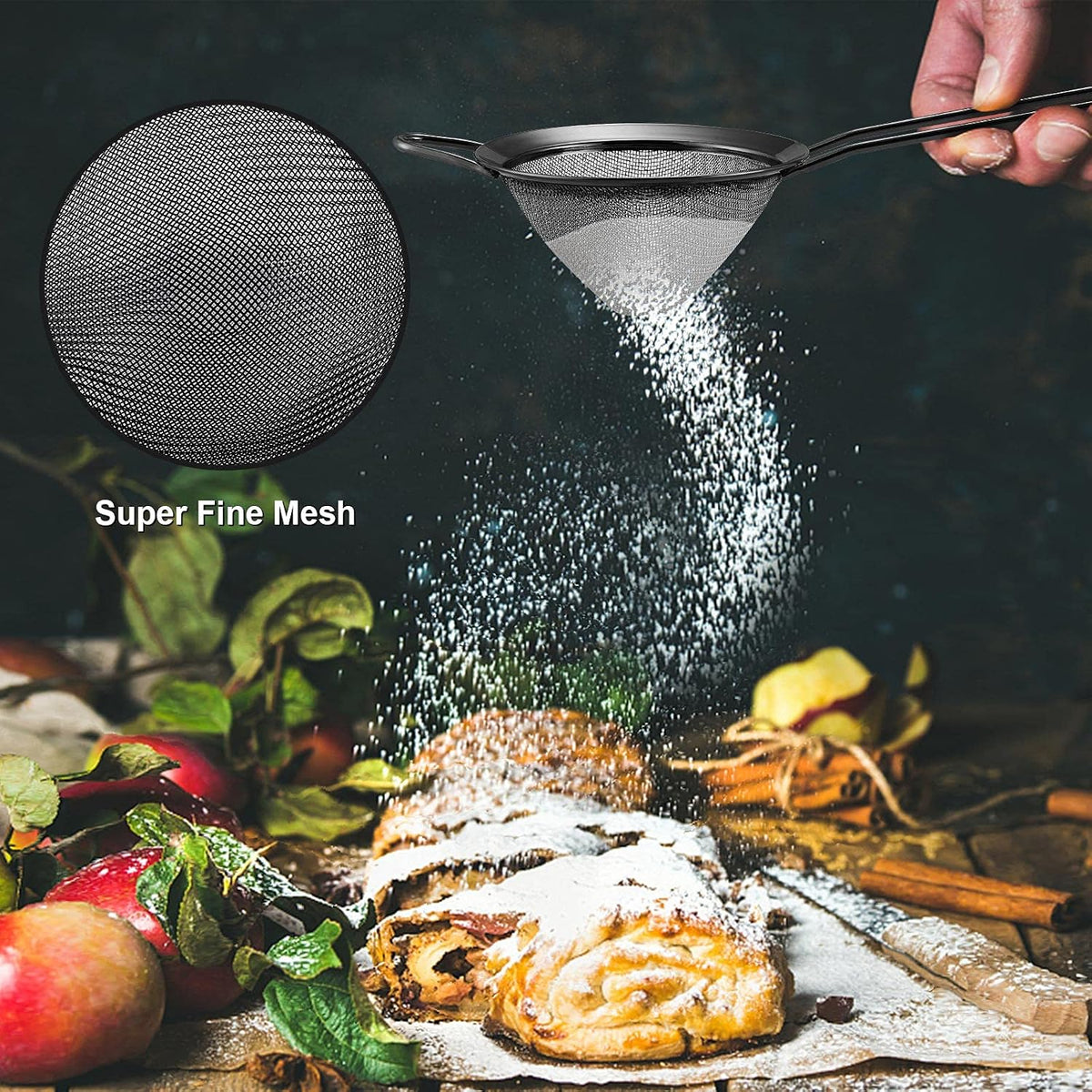 Fine Mesh Strainer Set of 2, 3.3 Inches Stainless Steel Tea Strainer