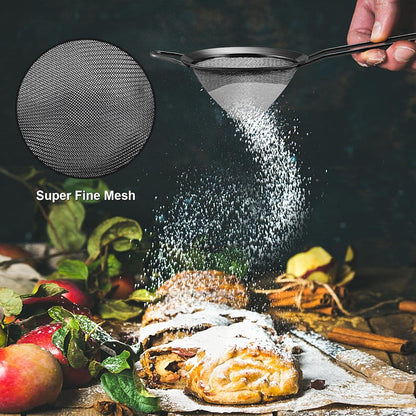 Fine Mesh Strainer Set of 2, 3.3 Inches Stainless Steel Tea Strainer