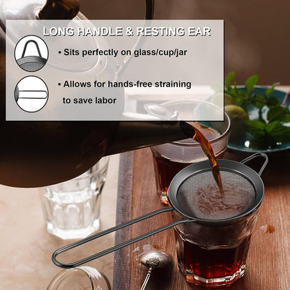 Fine Mesh Strainer Set of 2, 3.3 Inches Stainless Steel Tea Strainer