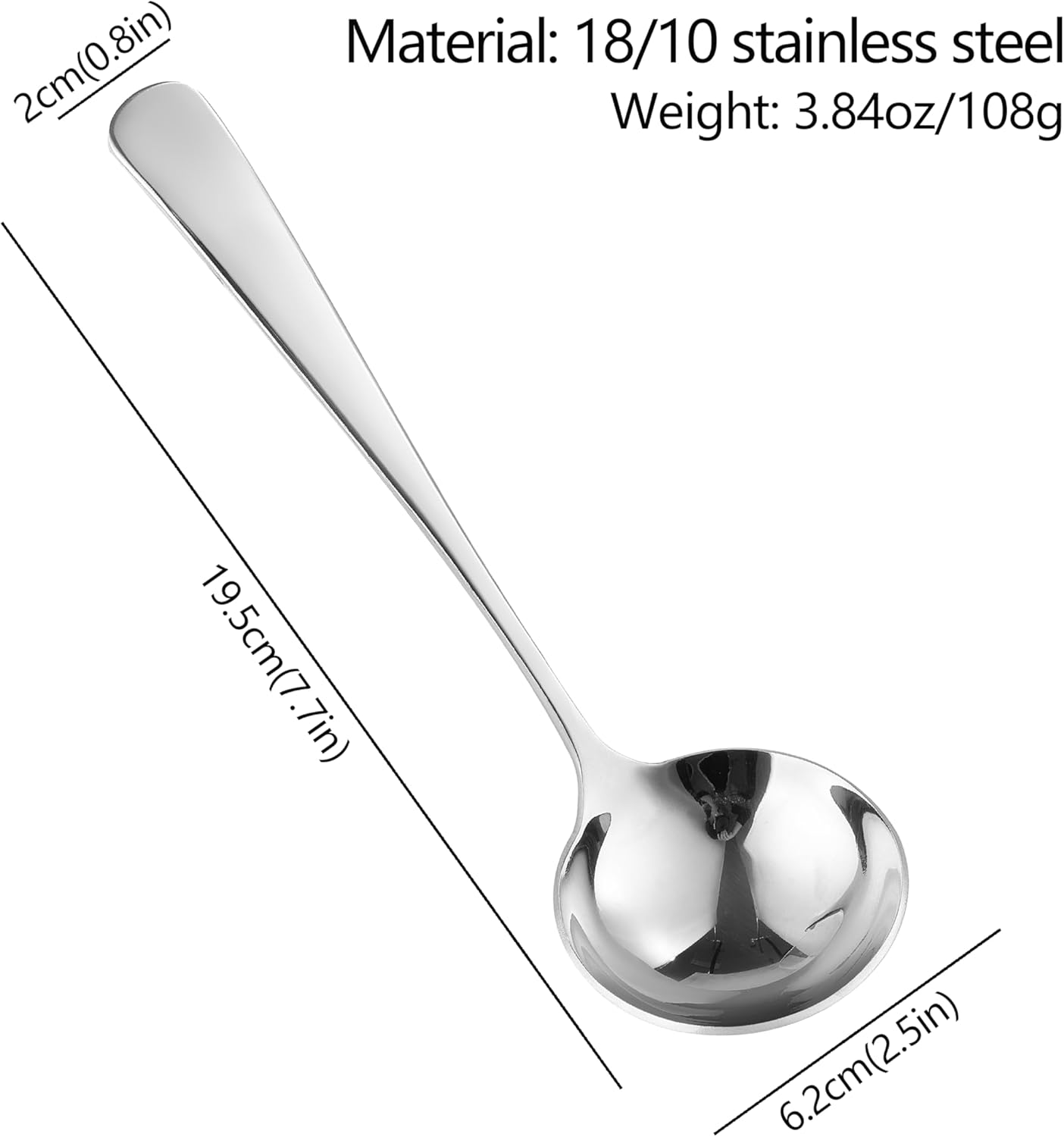 Small Ladle for Serving, 7.8 Inch 18/10 Stainless Steel Mini Gravy Ladle for Soup, Sauce and Gravy, Sturdy and Anti-corrosion, Dishwasher Safe