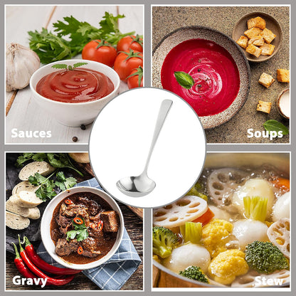 Small Ladle for Serving, 7.8 Inch 18/10 Stainless Steel Mini Gravy Ladle for Soup, Sauce and Gravy, Sturdy and Anti-corrosion, Dishwasher Safe
