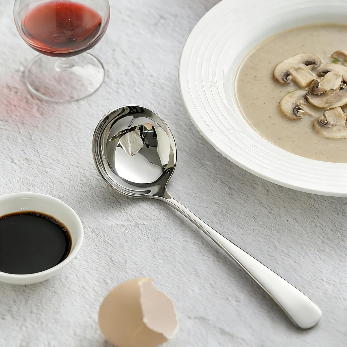 Small Ladle for Serving, 7.8 Inch 18/10 Stainless Steel Mini Gravy Ladle for Soup, Sauce and Gravy, Sturdy and Anti-corrosion, Dishwasher Safe