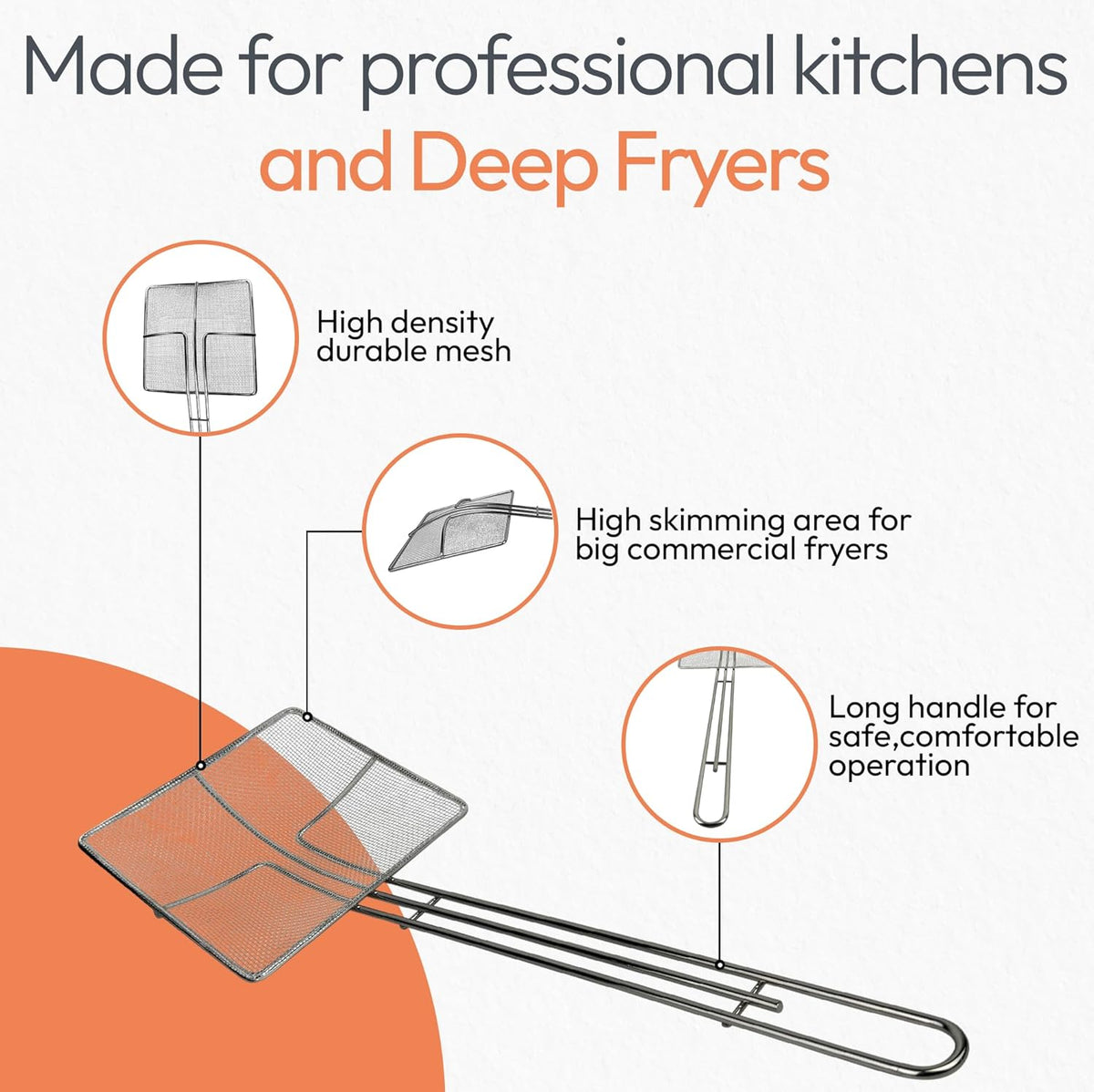 Wire Mesh Strainer with Handle, 2-Pack Deep Fryer Skimmer