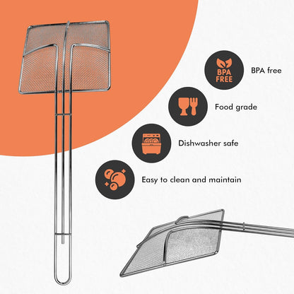 Wire Mesh Strainer with Handle, 2-Pack Deep Fryer Skimmer