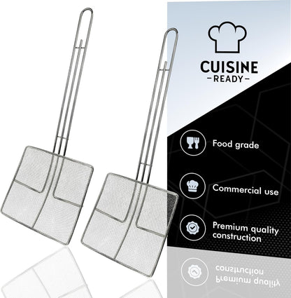 Wire Mesh Strainer with Handle, 2-Pack Deep Fryer Skimmer